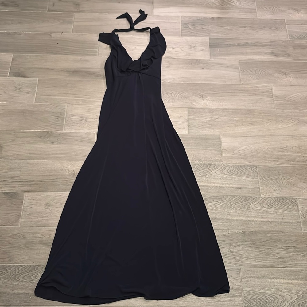 Amsale Women’s Navy Halter Top Long Dress Size 2